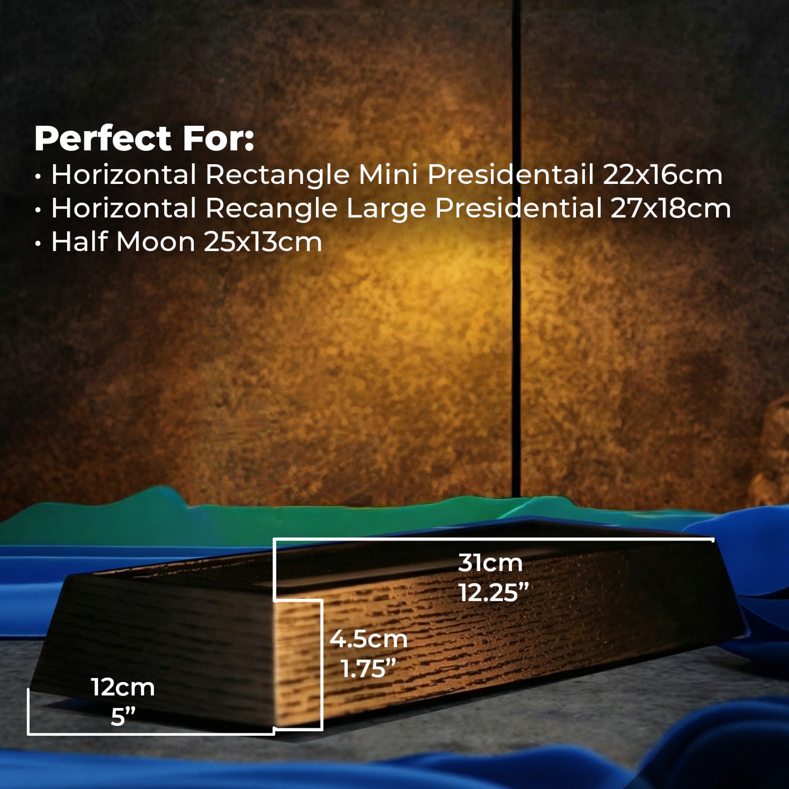 Large Long wooden Base with USB Cable